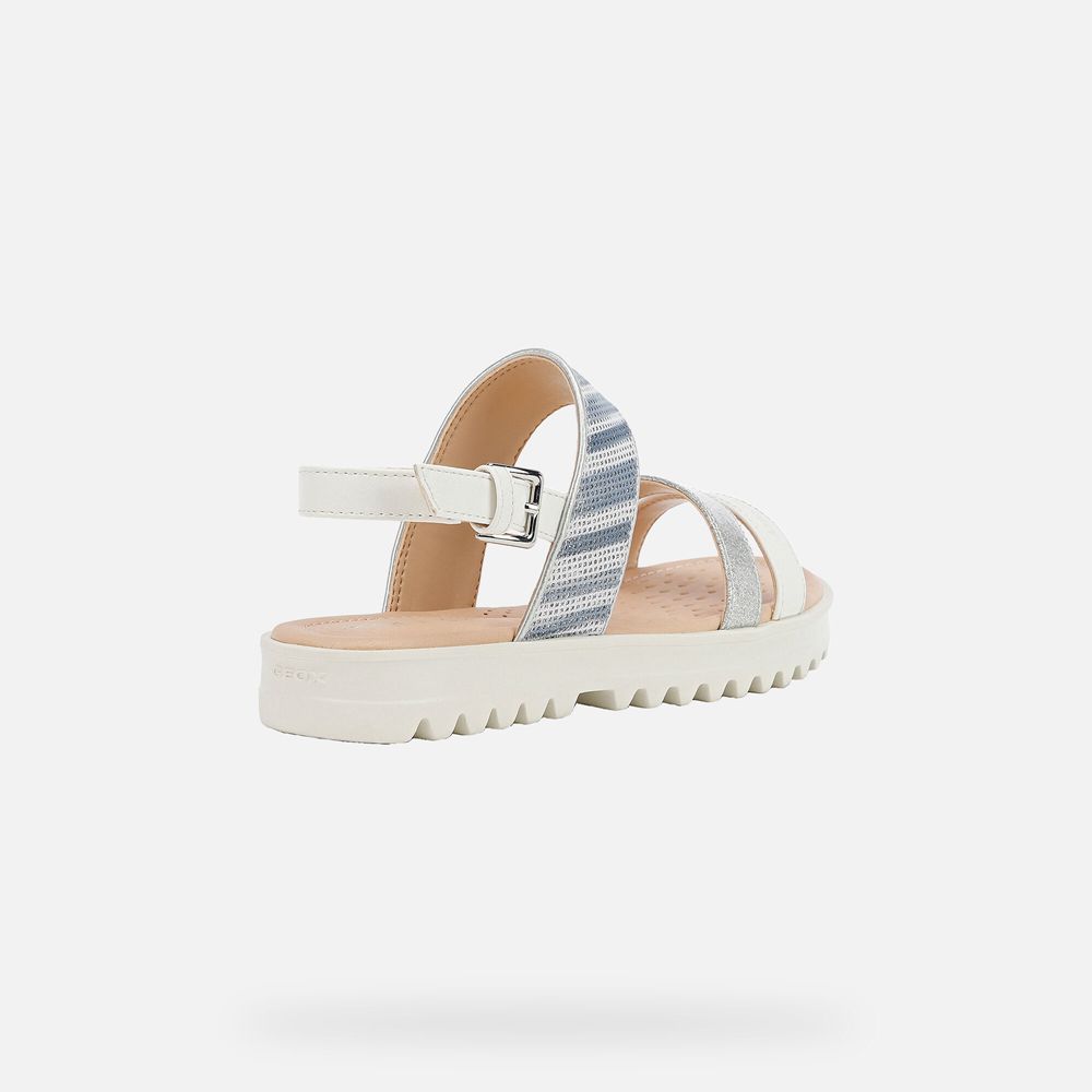 Sandalias Geox Menina Branco/Prateadas - Coralie - RUCTV0294